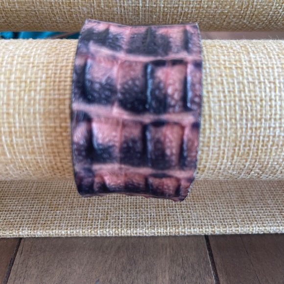 Rustic Cuff Jewelry - Rustic Cuff Pink Snake Skin Bracelet, Chunky, Statement, Casual, Maximal